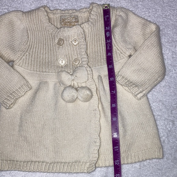 Vintage Polly flinders heirloom ivory shiny threaded sweater set 0/3m - Picture 4 of 14